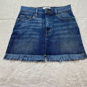 Frame Alden Frayed Hem Denim Mini Skirt Size 25